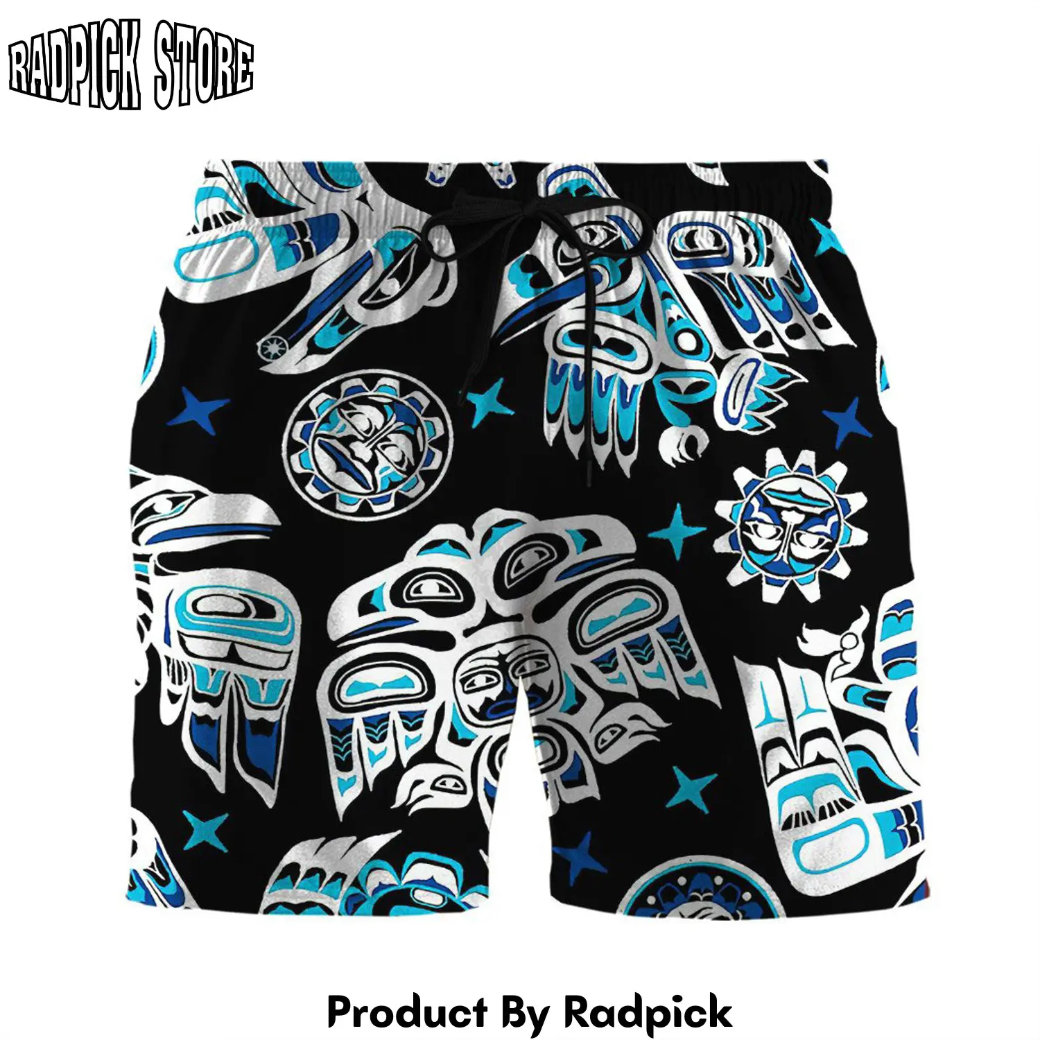 Radpick 3d native spirit southwest tribal animal symbols custom beach shorts swim trunks rp631317